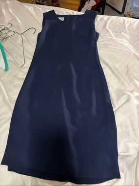 Gianni Navy Sleeveless Sheath Dress - Classic Workwear - 2 Petite